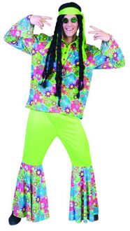 Hippie kostuum 3-delig Sunrise Groen, Multikleur - Print