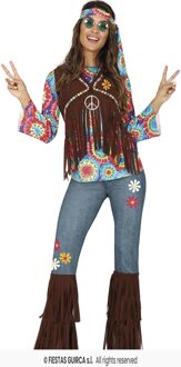 Hippie Kostuum Vrouw Peace Lotus Multikleur - Print