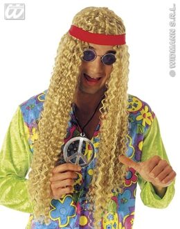 Hippie pruik met hoofdband Blond- Goudblond