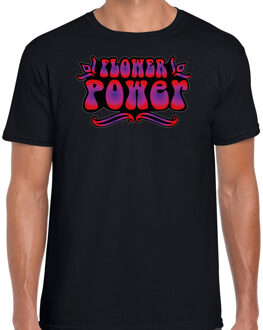 hippie t-shirt voor heren - flower power - rood/paars - jaren 60 themafeest XL