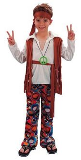 Hippie verkleedoutfit jongens 120-130 (7-9 jaar) - Carnavalskostuums Multikleur