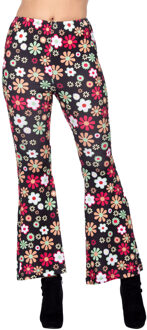 Hippiebroek Zwart met Kleurrijke Bloemen Dames Multikleur - Print