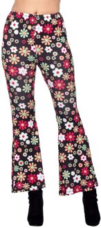 Hippiebroek Zwart met Kleurrijke Bloemen Dames Multikleur - Print