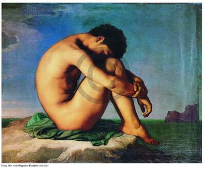 Hippolyte Flandrin - Young Man Nude Kunstdruk 80x60cm