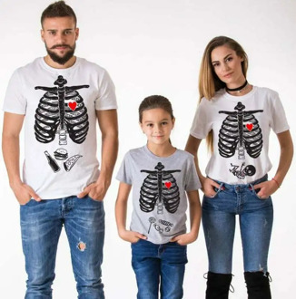 Hirigin Halloween Family Matching Parent-child Short Sleeve T-Shirt Women Men Kids Skeleton Printed Tops T-shirt Family Tee
