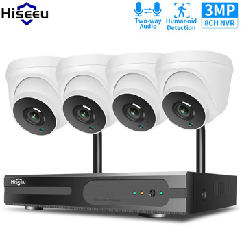 Hiseeu 1536P 1080P HD Two-way Audio CCTV Security Camera System Kit 3MP 8CH NVR Kit Indoor Home Wireless Wifi Video Surveillance