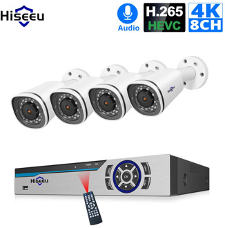 Hiseeu 4K Security Camera System 8CH POE NVR 8MP Outdoor Waterproof POE IP Cameras H.265 CCTV Video Surveillance Kit
