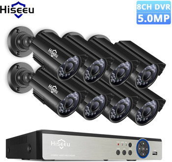 Hiseeu 5MP Security Camera System 8CH AHD DVR Kit 4/8PCS 5.0MP HD Indoor Outdoor CCTV Camera P2P Video Surveillance System Set