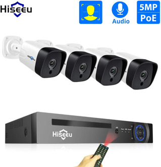 Hiseeu 8CH 5MP POE NVR Kit H.265 Security Camera System Audio Record AI IP Camera Outdoor Waterproof P2P Video Surveillance Set