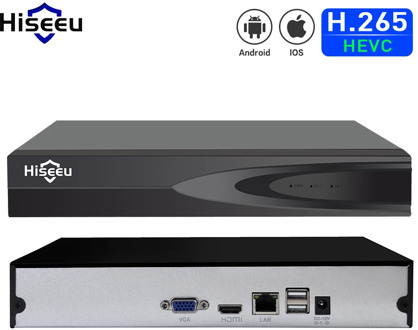 Hiseeu H.265 Video Surveillance NVR Recorder 8CH 16CH 5MP 4MP 2MP Output Motion Detect ONVIF Recorder for IP Camera Metal Case