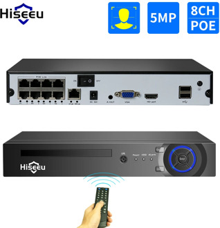Hiseeu Security Surveillance H.265 4CH/8CH POE NVR For HD 1080P 4MP 5MP POE IP Camera NVR AI Face Detect Network Video Recorder