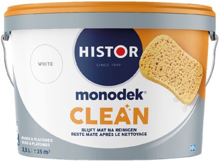 Histor Monodek Clean Muurverf - Mat - Ral 9010 - 2,5l