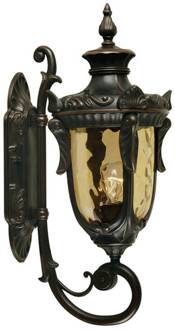 Historische buitenwandlamp PHILADELPHIA, 52,5 cm brons, amber