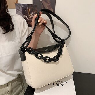 Hit Kleur Canvas Tas Keten Bag Een Schouder Draagbare Grote Capaciteit Tas Toevallige dame Messenger Bag zwart