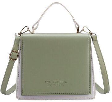 Hit Kleur Crossbody Bag Pu Leer Vrouwen Eenvoudige Schouder Top-Handvat Pouch Splicing Vrouwelijke Messenger Tote Handtassen groen