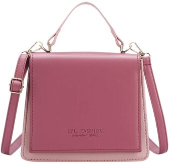 Hit Kleur Crossbody Bag Pu Leer Vrouwen Eenvoudige Schouder Top-Handvat Pouch Splicing Vrouwelijke Messenger Tote Handtassen Roze
