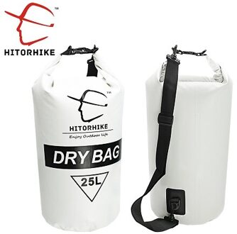 HITORHIKE 25L Waterdichte Dry Bag Outdoor Zwemmen Camping Rafting Opbergtas met met Verstelbare Bandjes 5 Kleuren 25L wit