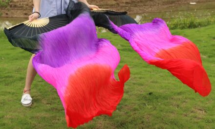 Hits Hoge Selling Handgemaakte Vrouwen Zijde Buikdans Fan Dance 100% Echte Zijde Veils 1 Paar 4 Kleuren 180*90 Cm Xxl