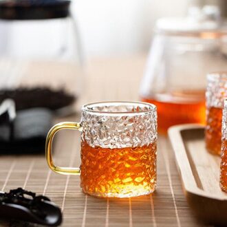 Hittebestendig Glas Cup Dikke Thee Cup Familie Kung Fu Kopje Thee Transparante Kleine Bloem Theekopje B-100ML