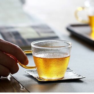 Hittebestendig Glas Cup Dikke Thee Cup Familie Kung Fu Kopje Thee Transparante Kleine Bloem Theekopje C-100ML