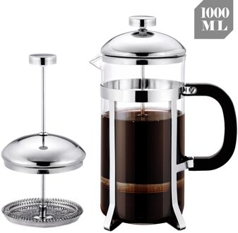 Hittebestendig Glas Franse Pers 350Ml/600Ml/1000Ml Met Triple Filters Thee Brouwer Koffie pot Maker Barista Koffie Karaf 1000ml nee fire