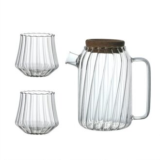 Hittebestendig Glas Koude Ketel Koel Wit Ketel Woonkamer Water Cup Set Waterkoker Grote Capaciteit Huishouden Ketel koeler medium 1pot 2 cups