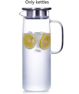 Hittebestendig Glas Kruik Rechte Lichaam Pot Koud Water Cup Theepot Kokend Water Bamboe Cover Koud Water Fles 1.2 L / roestvrij staal