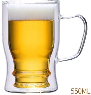 Hittebestendig Glas Met Handvat Bier Drinken Glas Transparant Melk Sap Cups Milieuvriendelijke Dubbele Handgemaakte Bier Mok 550ml