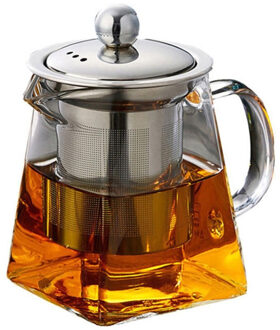 Hittebestendig Glas Roestvrij Stalen Filter Theepot Vierkante Bloem Theepot Hoge Temperatuur Glas Thee Set 550ml