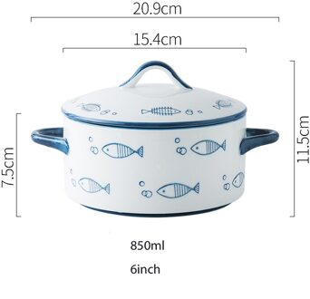 Hittebestendig Soep Noodle Pot Keramische Salade Fruitschaal Met Deksel Voor Magnetron