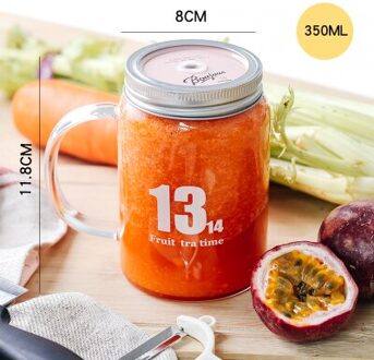 Hittebestendige Borosilicaatglas Mason Jar Mokken Met Deksel Roestvrij Staal Stro Drinken Koffie Drank Bier Mokken Set 350ML roze Lid
