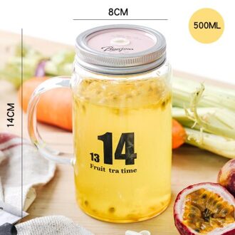 Hittebestendige Borosilicaatglas Mason Jar Mokken Met Deksel Roestvrij Staal Stro Drinken Koffie Drank Bier Mokken Set 450ML roze Lid