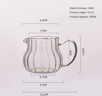 Hittebestendige Clear Glas Thee Pitcher Japanse Stijl Streep Melkkan Handvat Koffie Melk Thee Pot Water Jug Thuis cafe Drinkware 12.2x7.5cm