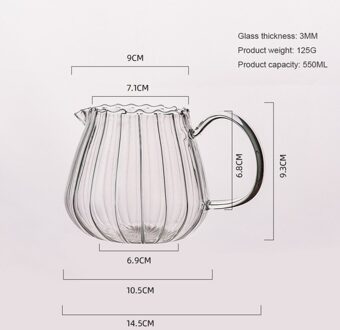 Hittebestendige Clear Glas Thee Pitcher Japanse Stijl Streep Melkkan Handvat Koffie Melk Thee Pot Water Jug Thuis cafe Drinkware 14.5x9.3cm