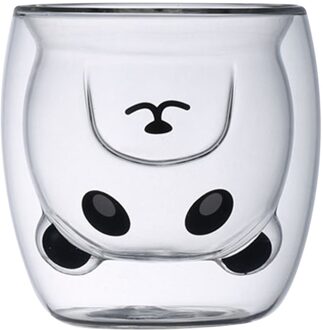 Hittebestendige Double Wall Cup Mokken Borosilicaat 2-Layer 260Ml Glas Leuke Panda Kat Thee Koffie Cup