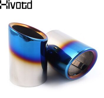 Hivotd Voor Toyota Camry Auto Uitlaat Tip Ronde Roestvrijstalen Uitlaatpijpen Exterieur Eindpijp Decoratie Accessoires zilver blauw
