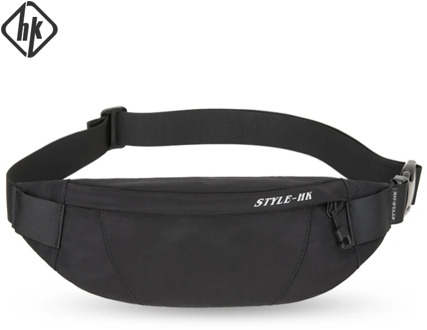 Hk Fanny Pack Black Waterproof Money Belt Bag Men Purse Teenager's Travel Wallet Belt Male Waist Bags Cigarette Case for Phone