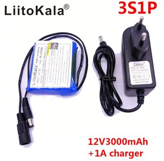 Hk Liitokala Dii-12V3000 Dc 12V 3000 Mah 18650 Li-Lon DC12V Super Oplaadbare Batterij P + Eu Ac lader