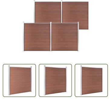 HKC Schuttingpanelenset - 699 x 186 cm - Bruin - Hout-kunststof-composiet - Aluminium topprofiel