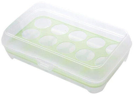 Hkml 15 Eieren Planstic Koelkast Container Organizer Handig Duurzaam Plastic Opslag Enkele Laag licht groen
