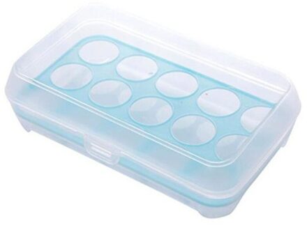 Hkml 15 Eieren Planstic Koelkast Container Organizer Handig Duurzaam Plastic Opslag Enkele Laag lucht blauw