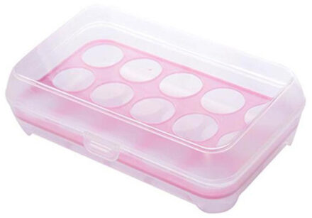 Hkml 15 Eieren Planstic Koelkast Container Organizer Handig Duurzaam Plastic Opslag Enkele Laag roze