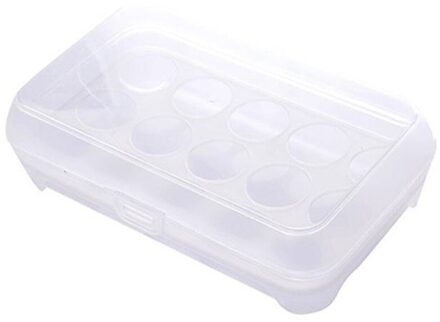 Hkml 15 Eieren Planstic Koelkast Container Organizer Handig Duurzaam Plastic Opslag Enkele Laag wit