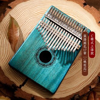 Hluru Kalimba 17 Sleutel Instrument Volledige Solid Wood Thumb Piano 21 Key Kalimba Muzikale Professionele Mbira Acacia Voor Beginners blauw mahonie 17 C
