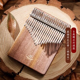 Hluru Kalimba 17 Sleutel Instrument Volledige Solid Wood Thumb Piano 21 Key Kalimba Muzikale Professionele Mbira Acacia Voor Beginners okkernoot 21 B