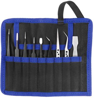 HLZS-9 Stuks Pincet Rvs Anti-Statische Precisie Pincet Voor Elektronische Mobiele Telefoon Reparatie Gereedschap Handgereedschap