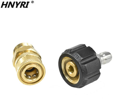 HNYRI 2Pcs Pressure Washer Adapter Kit M22 Male with 14mm or 15mm Swivel to Quick Connect 3/8'' or 1/4" Quick Release Set Nozzle