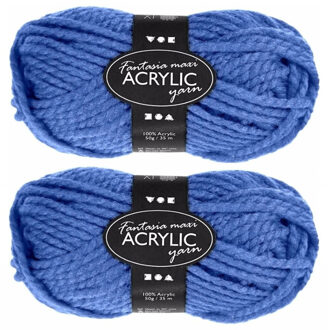 Hobby bolletje wol - 3x - acryl - blauw - 35 mtr - garen - maxi bolletje - breien/haken