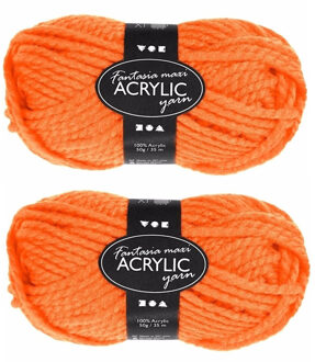 Hobby bolletje wol - 3x - acryl - oranje - 35 mtr - garen - maxi bolletje - breien/haken