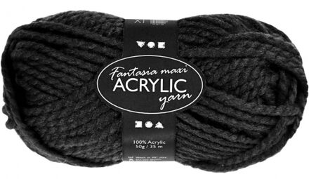 Hobby bolletje wol - acryl - zwart - 35 mtr - garen - maxi bolletje - breien/haken